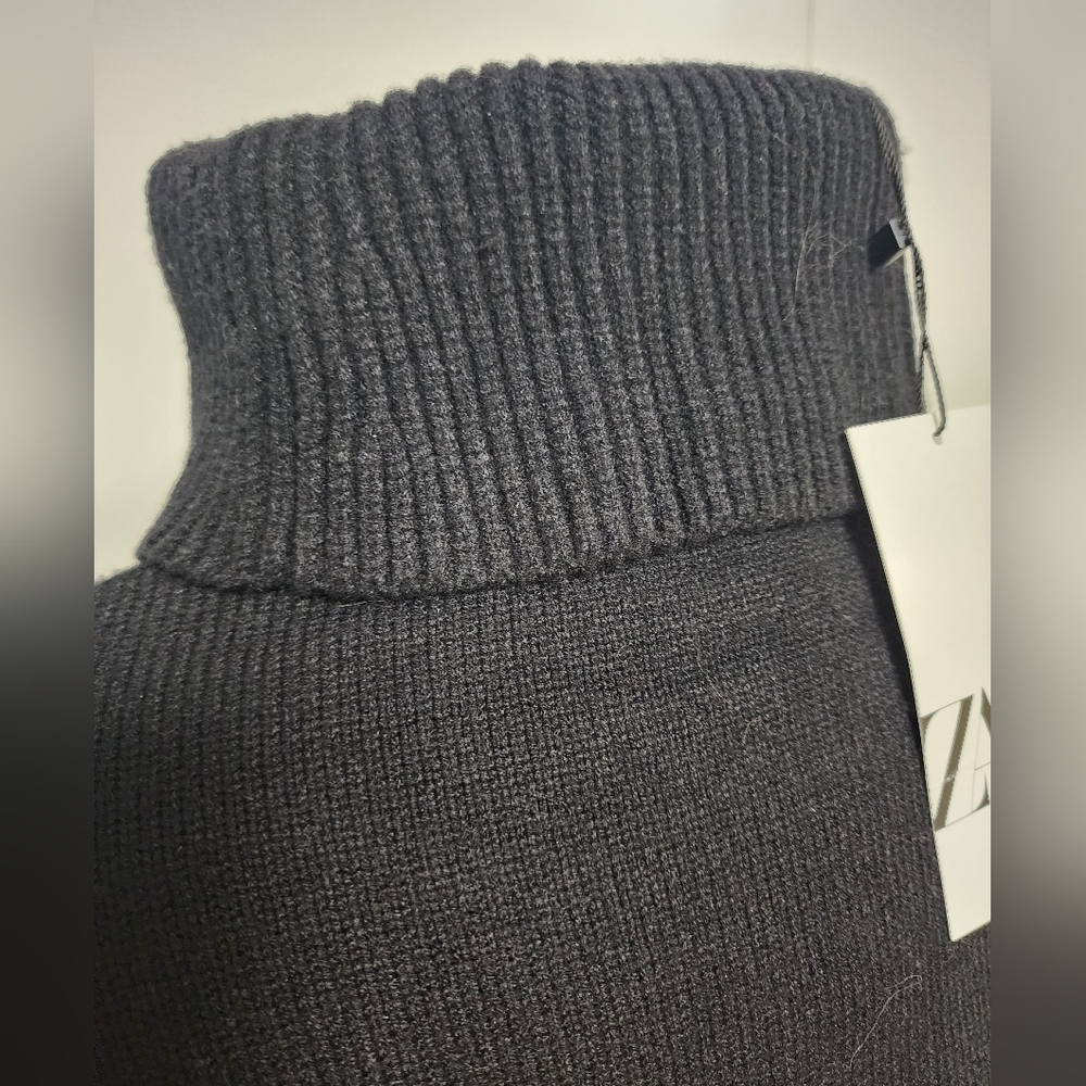 ZARA NWT cuffed knit sweater, black, women's size M - Picture 11 of 12